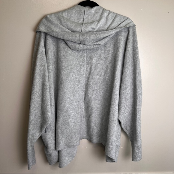 Silence + Noise Hooded Gray Open Front Waterfall Cardigan Sweater Sz Small - Picture 3 of 6